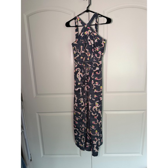 CAbi Dresses & Skirts - Cabi Dress Womens 4 Grey Pink Floral Halter Neck Smocked Back